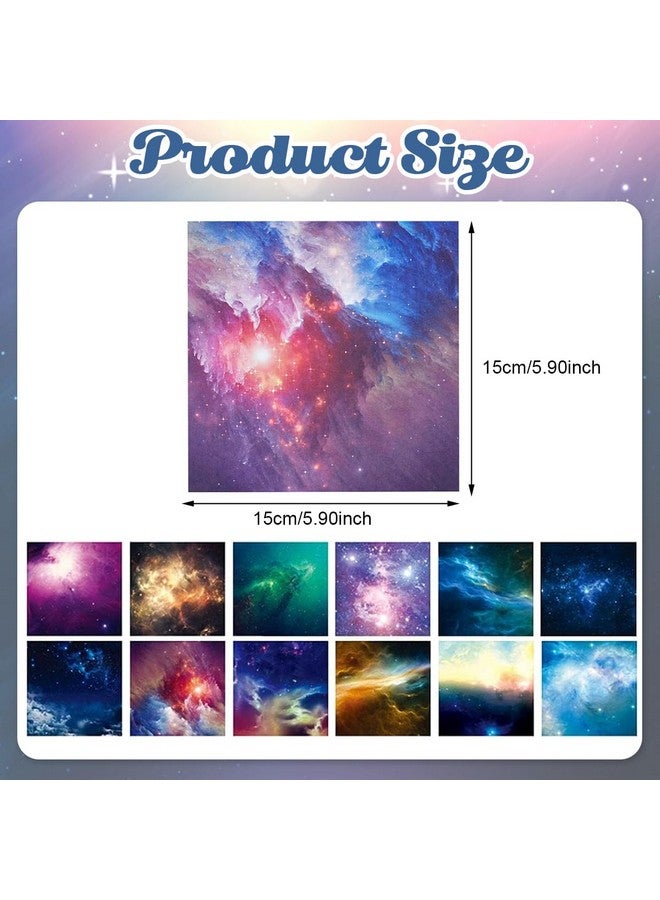 HASTHIP® 100 Sheets Double Sided Origami Paper for Kids & Grown-ups, 12 Vibrant Designs of Beautiful Galaxy Outer Space, Easy Folding for Scrapbook Paper Arts Crafts School, 6x6 inch - Image 2
