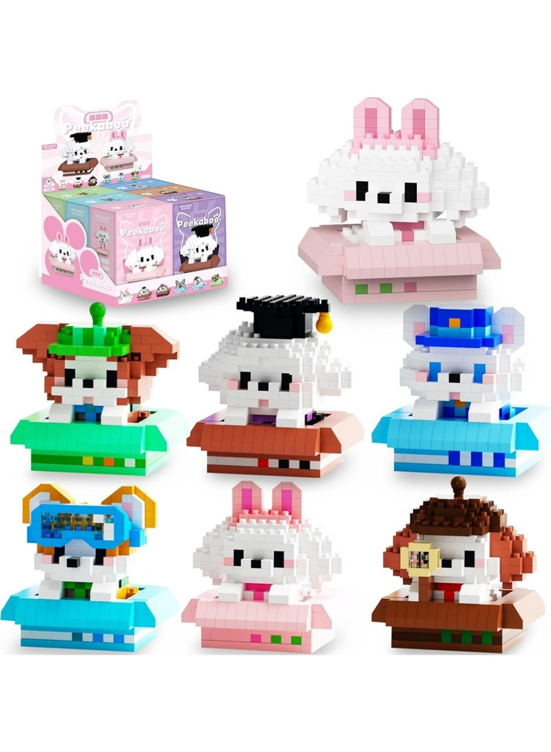 Peekaboo 6PCS Cartoon Building Bricks Set, DIY Block Building Set, Classic Mini Building Bricks, Assembling Building Blocks Suitable for Boys and Girls Aged 14 and Up - Image 1