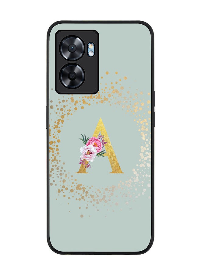 Stylizedd Rugged Black edge case for Oppo A57 Slim fit Soft Case Flexible Rubber Edges TPU Gel Thin Cover - Custom Monogram Initial Letter Floral Pattern Alphabet - A (Light Grey)  - Image 1