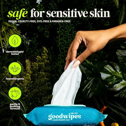 goodwipes Flushable Wipes Bulk Pack, Shea-Coco Adult Wet Wipes for Women & Men, Sewer & Septic Safe, Toilet & Bathroom Essentials, Extra Large, 418 Count (8 Packs and 1 Travel Pack) - Image 4
