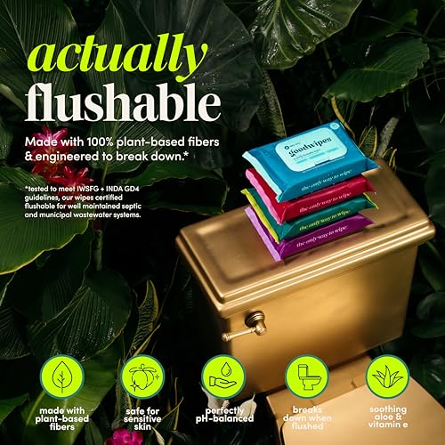 goodwipes Flushable Wipes Bulk Pack, Shea-Coco Adult Wet Wipes for Women & Men, Sewer & Septic Safe, Toilet & Bathroom Essentials, Extra Large, 418 Count (8 Packs and 1 Travel Pack) - Image 2