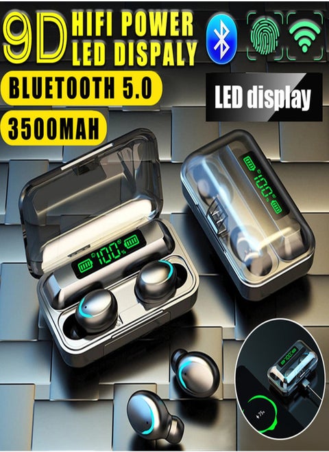 Mini Dual Ear Bluetooth Earphones: Advanced Dustproof Protection, Smart Colorful Fingerprint Touch, Triple Screen LED Display, Mini Large-Capacity Charging Case, Binaural Separation Design for Superior Sound Quality.