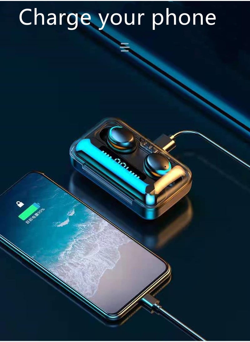 Mini Dual Ear Bluetooth Earphones: Advanced Dustproof Protection, Smart Colorful Fingerprint Touch, Triple Screen LED Display, Mini Large-Capacity Charging Case, Binaural Separation Design for Superior Sound Quality.
