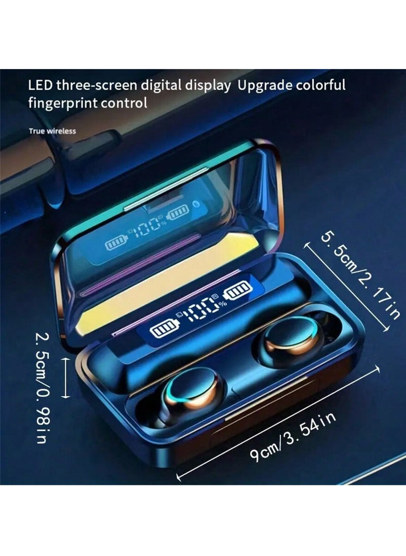Mini Dual Ear Bluetooth Earphones: Advanced Dustproof Protection, Smart Colorful Fingerprint Touch, Triple Screen LED Display, Mini Large-Capacity Charging Case, Binaural Separation Design for Superior Sound Quality.