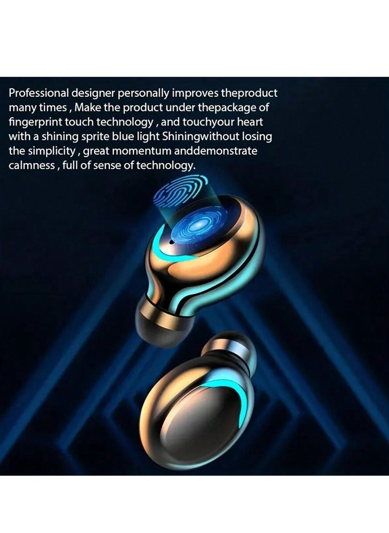 Mini Dual Ear Bluetooth Earphones: Advanced Dustproof Protection, Smart Colorful Fingerprint Touch, Triple Screen LED Display, Mini Large-Capacity Charging Case, Binaural Separation Design for Superior Sound Quality.