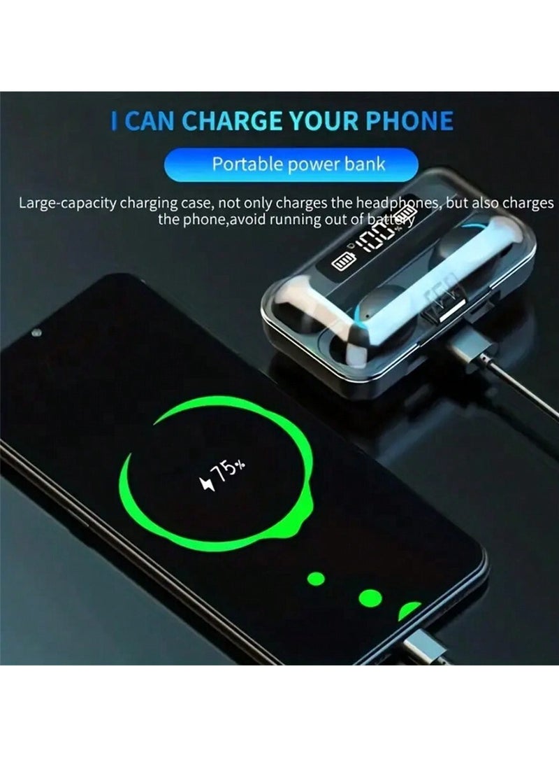 Mini Dual Ear Bluetooth Earphones: Advanced Dustproof Protection, Smart Colorful Fingerprint Touch, Triple Screen LED Display, Mini Large-Capacity Charging Case, Binaural Separation Design for Superior Sound Quality.