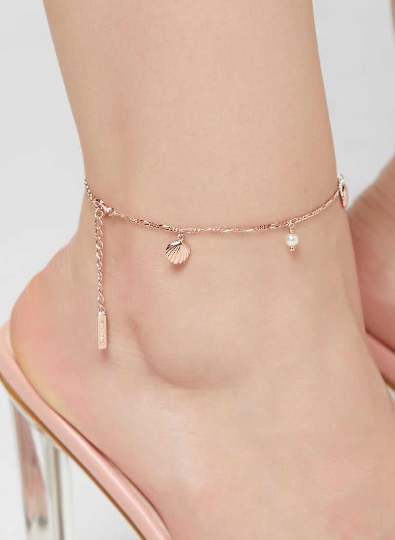 Charm Shell And Pearl Anklet