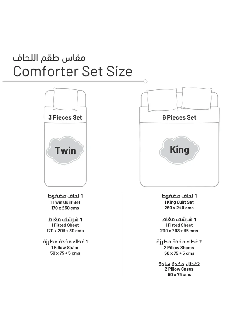 Donetella Quilt Set 6-Pcs King Size Bedspread Coverlet Set, Compressed Comforter Soft Bedding Cover With Matching Fitted Sheet Pillow Shams Pillow Cases,Ivory