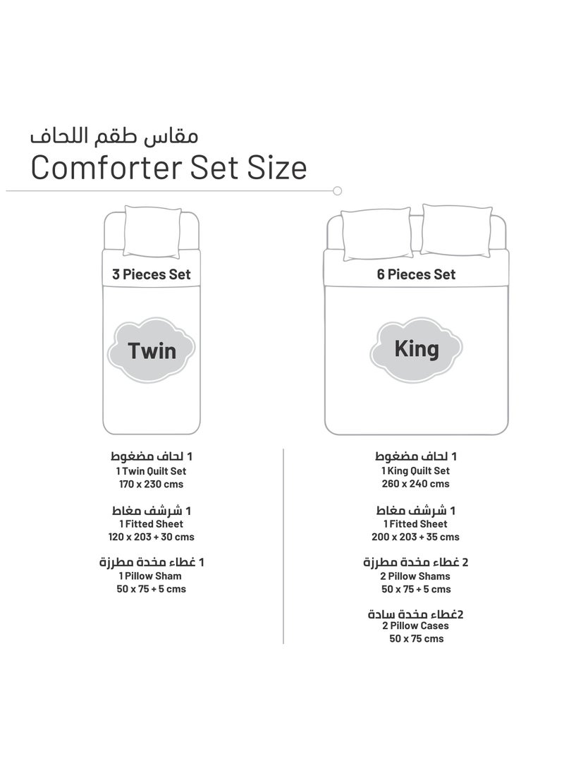 Quilt Set 6-Pcs King Size Bedspread Coverlet Set, Compressed Comforter Soft Bedding Cover With Matching Fitted Sheet Pillow Shams Pillow Cases,Ivory