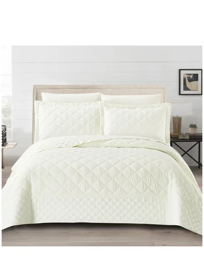 Donetella Quilt Set 6-Pcs King Size Bedspread Coverlet Set, Compressed Comforter Soft Bedding Cover With Matching Fitted Sheet Pillow Shams Pillow Cases,Ivory