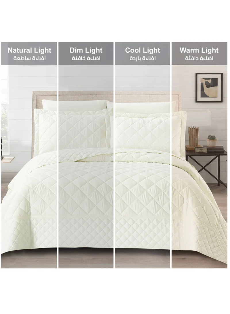 Donetella Quilt Set 6-Pcs King Size Bedspread Coverlet Set, Compressed Comforter Soft Bedding Cover With Matching Fitted Sheet Pillow Shams Pillow Cases,Ivory