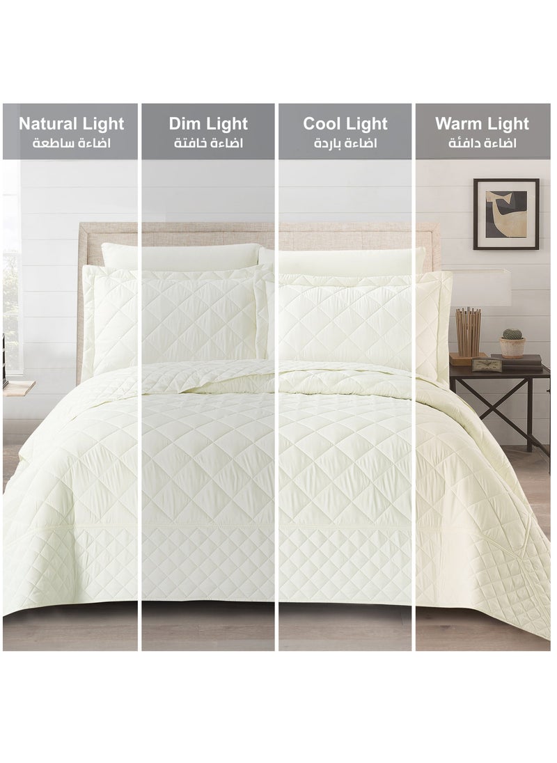 Quilt Set 6-Pcs King Size Bedspread Coverlet Set, Compressed Comforter Soft Bedding Cover With Matching Fitted Sheet Pillow Shams Pillow Cases,Ivory