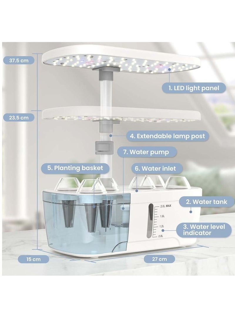 Generic Hydroponics Growing System 6 Pods Indoor Gardening System with LED Grow Light Height Adjustable Indoor Gardening System with Pump System for Herbs and Plants Light (White)  - Image 3
