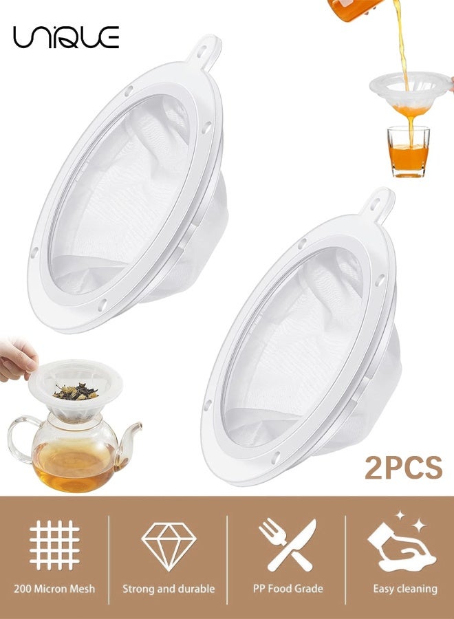 Unique 2 Pieces 200 Mesh Filter 5 Inch Food Filter Strainer Nylon Sieve Fine Mesh Plastic Reusable Strainer for Filtering Yogurt Juice Milk Honey Kitchen Whey Grease Coffee Funnels - Image 1