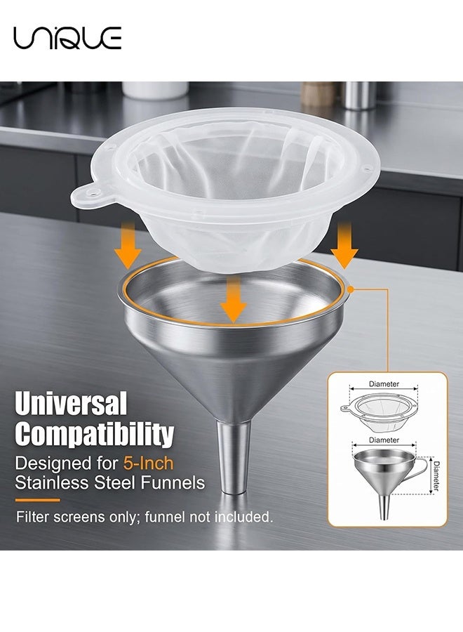 Unique 2 Pieces 200 Mesh Filter 5 Inch Food Filter Strainer Nylon Sieve Fine Mesh Plastic Reusable Strainer for Filtering Yogurt Juice Milk Honey Kitchen Whey Grease Coffee Funnels - Image 3