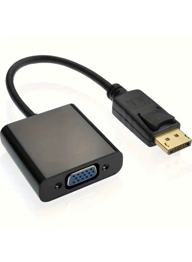 محوّل فيديو من DisplayPort (ذكر) إلى VGA (أنثى) – كابل 25 سم لتوصيل الحاسوب بالشاشات وأجهزة العرض بدقّة عالية - Image 1