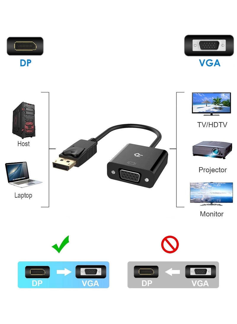 محوّل فيديو من DisplayPort (ذكر) إلى VGA (أنثى) – كابل 25 سم لتوصيل الحاسوب بالشاشات وأجهزة العرض بدقّة عالية - Image 2