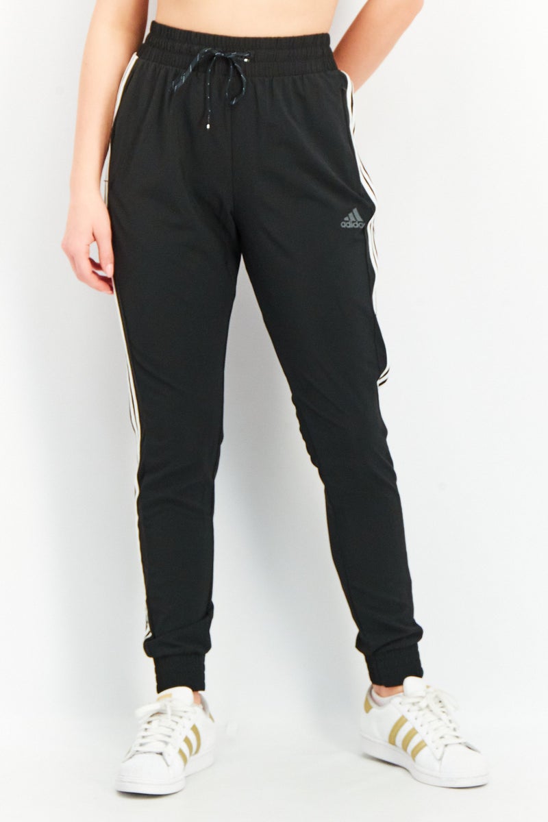 Adidas Women Sportswear Fit 3 Stripe Training  Track Pants, Black/White - Image 1