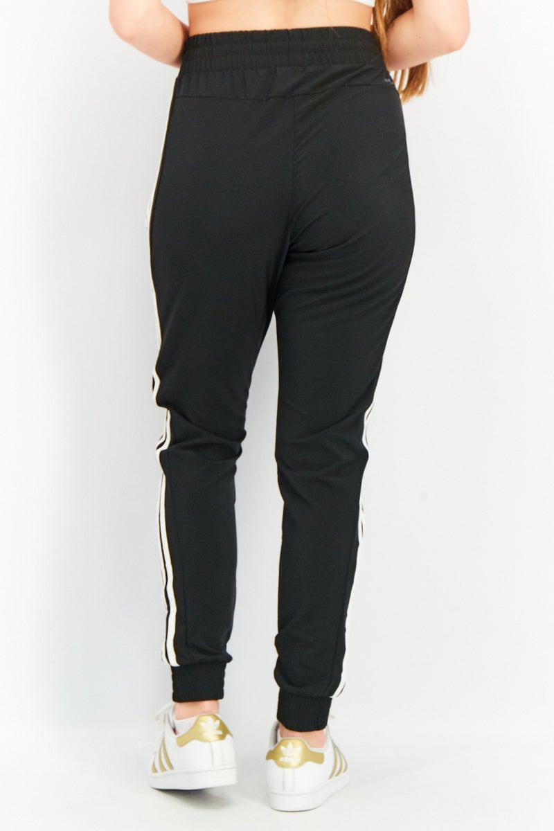 Adidas Women Sportswear Fit 3 Stripe Training  Track Pants, Black/White - Image 2