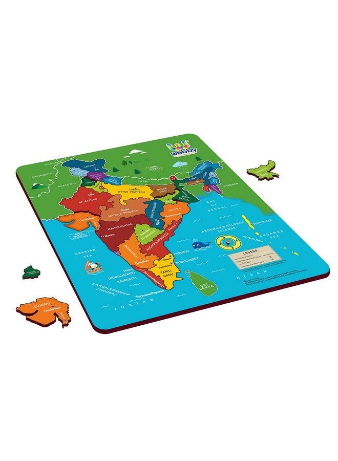 Webby Wooden Educational India Political Map States Capital Learning, Board Puzzle for 4, 5, 6, 7, 8 Year Old Kids - Image 4