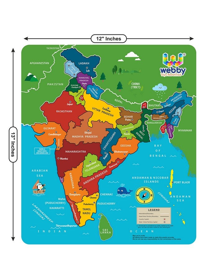 Webby Wooden Educational India Political Map States Capital Learning, Board Puzzle for 4, 5, 6, 7, 8 Year Old Kids - Image 3