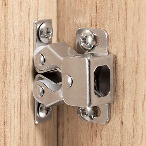 Keenkee 4 PCS Cabinet Latch Double Roller Catch Hardware for Cupboard Closet Cabinet Door Latches and Catches, Nickel - Image 1