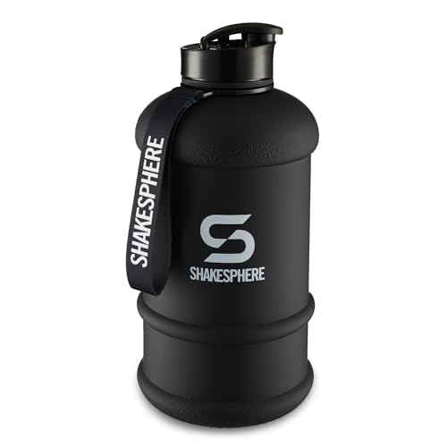 SHAKESPHERE زجاجة مياه رياضية SHAKESPHERE – 2.2 لتر جرة مياه ذات فم واسع، زجاجة رياضية خالية من BPA ومضادة للتسرب للرجال والنساء، رائعة للترطيب اليومي، التدريب، السفر، الأنشطة الخارجية والرياضة – أسود غير لامع - Image 1