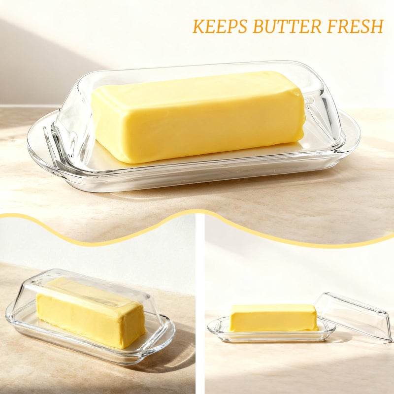 YOLCAR Elegant Glass Butter dish with Lid, Dust-proof and Freshness-preserving Butter Keeper for Countertop, Suitable for Home Kitchens, Restaurants, and Parties, Transparent Design - Image 3