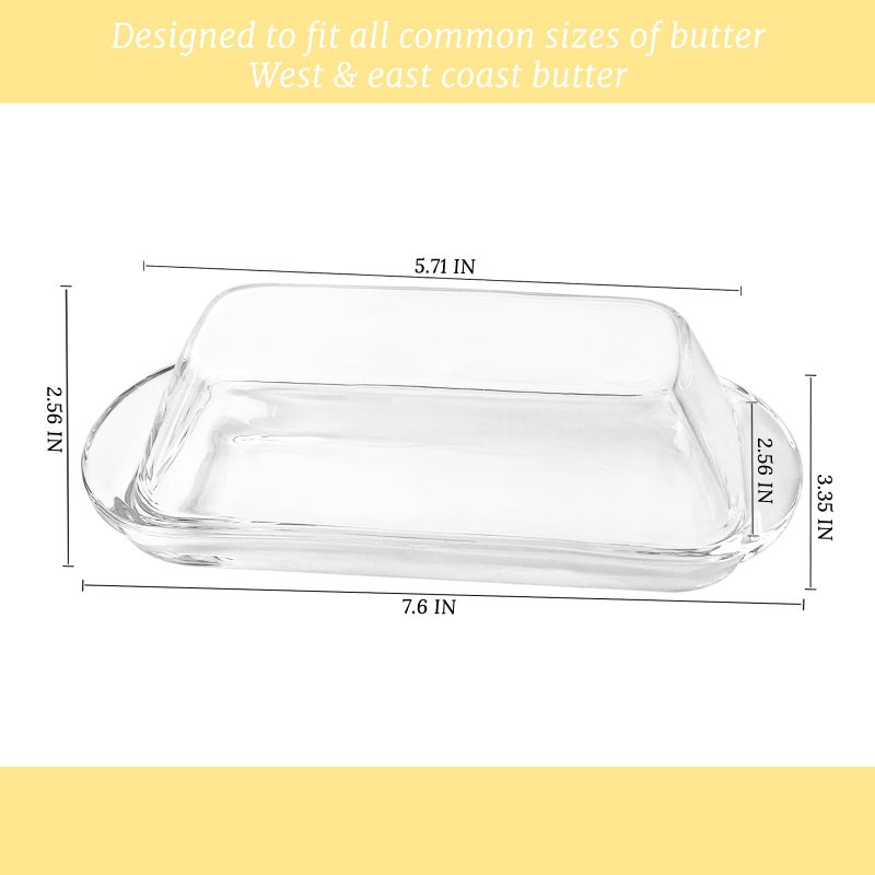 YOLCAR Elegant Glass Butter dish with Lid, Dust-proof and Freshness-preserving Butter Keeper for Countertop, Suitable for Home Kitchens, Restaurants, and Parties, Transparent Design - Image 2