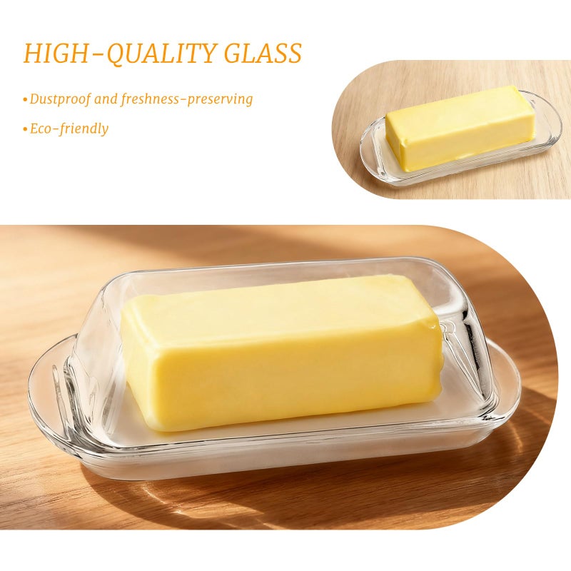 YOLCAR Elegant Glass Butter dish with Lid, Dust-proof and Freshness-preserving Butter Keeper for Countertop, Suitable for Home Kitchens, Restaurants, and Parties, Transparent Design - Image 4