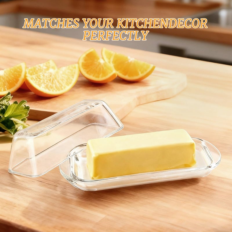 YOLCAR Elegant Glass Butter dish with Lid, Dust-proof and Freshness-preserving Butter Keeper for Countertop, Suitable for Home Kitchens, Restaurants, and Parties, Transparent Design - Image 5
