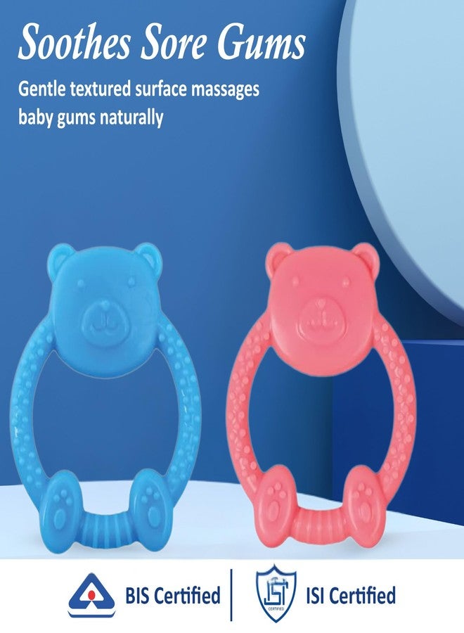 MamaLaps Soft Silicone Baby Teether, Silicone BPA Free Teethers for Newborn Infant, Teething Toy for Babies with Textured Surface for Soothing Gums (Pack of 1, Teddy-Pink) - Image 2