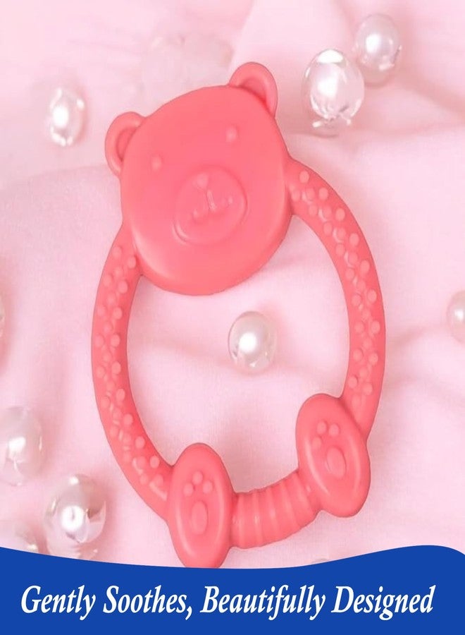 MamaLaps Soft Silicone Baby Teether, Silicone BPA Free Teethers for Newborn Infant, Teething Toy for Babies with Textured Surface for Soothing Gums (Pack of 1, Teddy-Pink) - Image 5