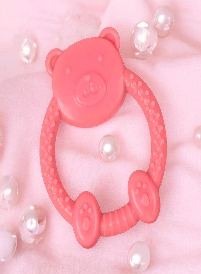 MamaLaps Soft Silicone Baby Teether, Silicone BPA Free Teethers for Newborn Infant, Teething Toy for Babies with Textured Surface for Soothing Gums (Pack of 1, Teddy-Pink) - Image 1
