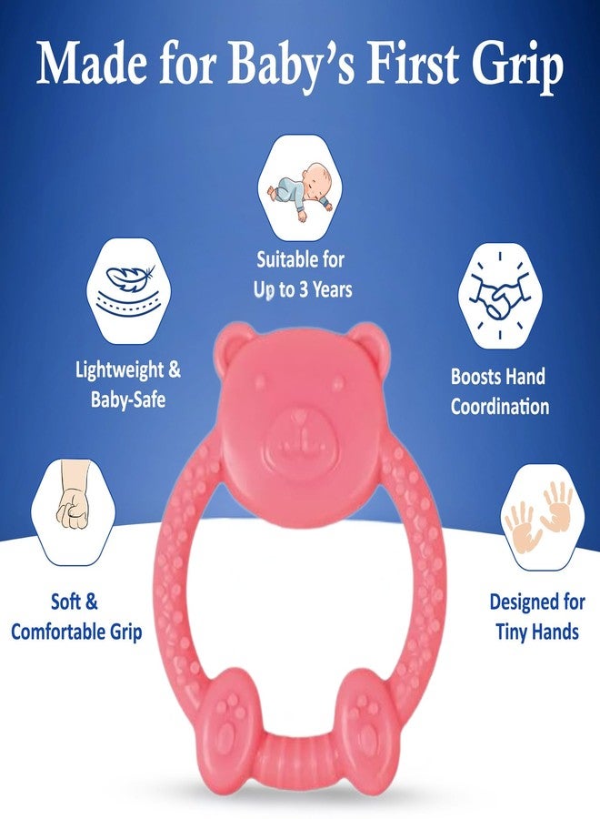 MamaLaps Soft Silicone Baby Teether, Silicone BPA Free Teethers for Newborn Infant, Teething Toy for Babies with Textured Surface for Soothing Gums (Pack of 1, Teddy-Pink) - Image 4