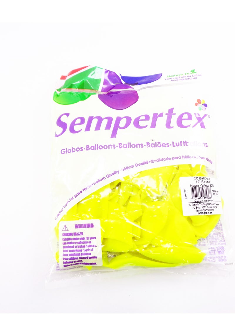 Sempertex Neon Yellow Balloons-50 Latex Balloons, 12in, 50 Pcs - Image 3