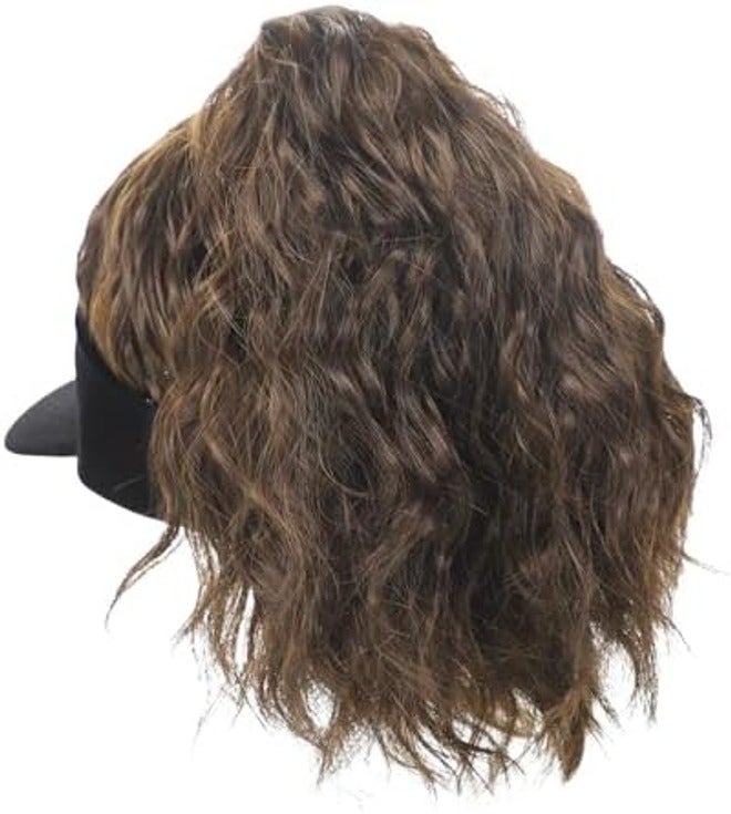 Ylucky Women's 12-Inch Curly Ponytail Visor Wig Hat with Synthetic Hair Extensions, Adjustable Black Sun Visor Baseball Beach Cap - Image 5