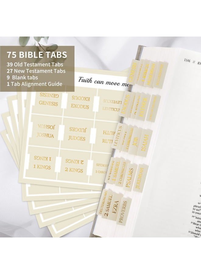 Taja Bible Tabs for Women & Men, Laminated Bible Tabs for Study Bible, Large Print Bible Tabs for Easy Navigation, Bible Index Tabs, 66 Tabs Old & New Testament, Extra 9 Blank Tabs - Beige - Image 2