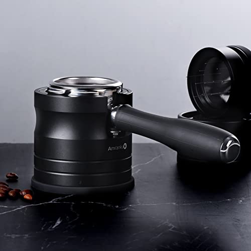 Amrankuo Coffee Portafilter Holder| Espresso Tamper Stand| Aluminum Alloy Espresso Holder| With Non-slip Base| Fits 54mm Espresso Machines Portafilter | (54mm, Black) - Image 3