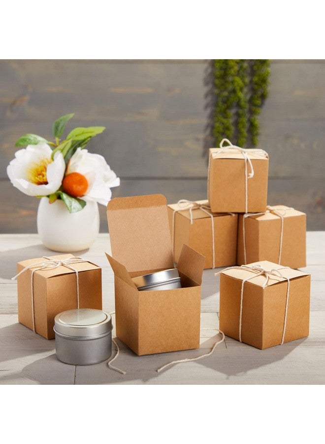 Juvale Kraft Gift Boxes - 100-Pack Gift Wrapping Brown Paper Boxes with Lids, Kraft Boxes for Party Supplies, Cupcake Containers, Wedding Favors, Small, 3 x 3 x 3 Inches - Image 2