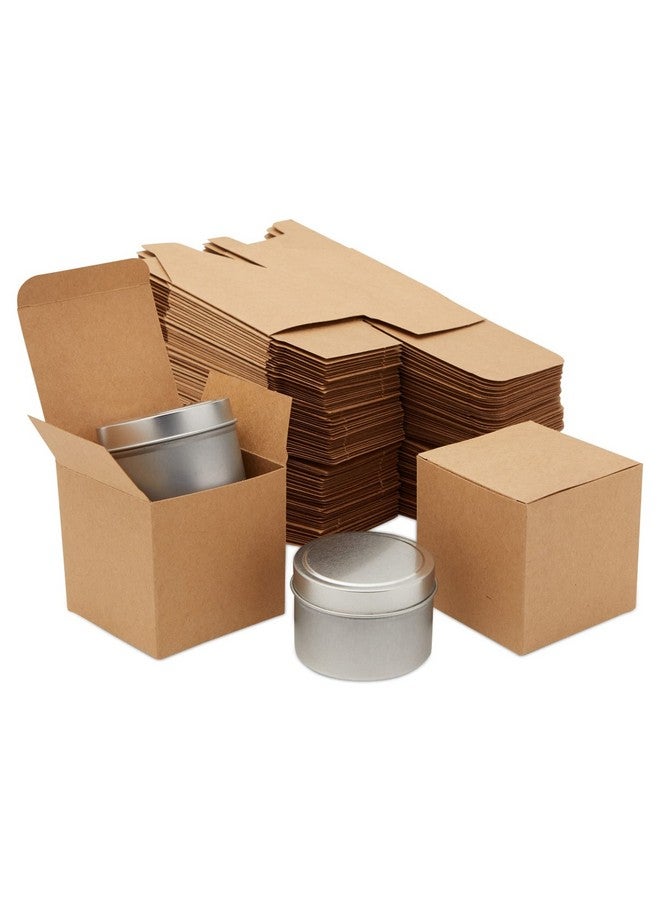 Juvale Kraft Gift Boxes - 100-Pack Gift Wrapping Brown Paper Boxes with Lids, Kraft Boxes for Party Supplies, Cupcake Containers, Wedding Favors, Small, 3 x 3 x 3 Inches - Image 1