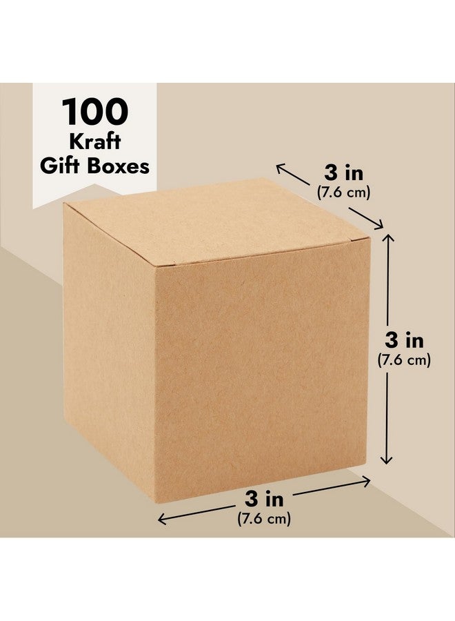 Juvale Kraft Gift Boxes - 100-Pack Gift Wrapping Brown Paper Boxes with Lids, Kraft Boxes for Party Supplies, Cupcake Containers, Wedding Favors, Small, 3 x 3 x 3 Inches - Image 3