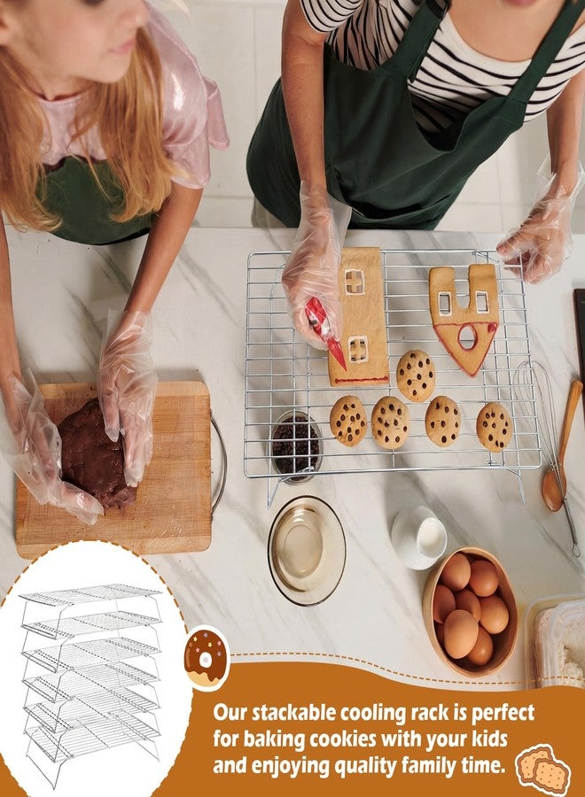 Ferrochef 6 Tier Silver Stackable Cooling Rack 15.7" x 9.85" Foldable Baking Rack Collapsible Low Carbon Steel Wire Large Capacity Roasting Baking Gifts for Women Roasting Grilling Silver - Image 5