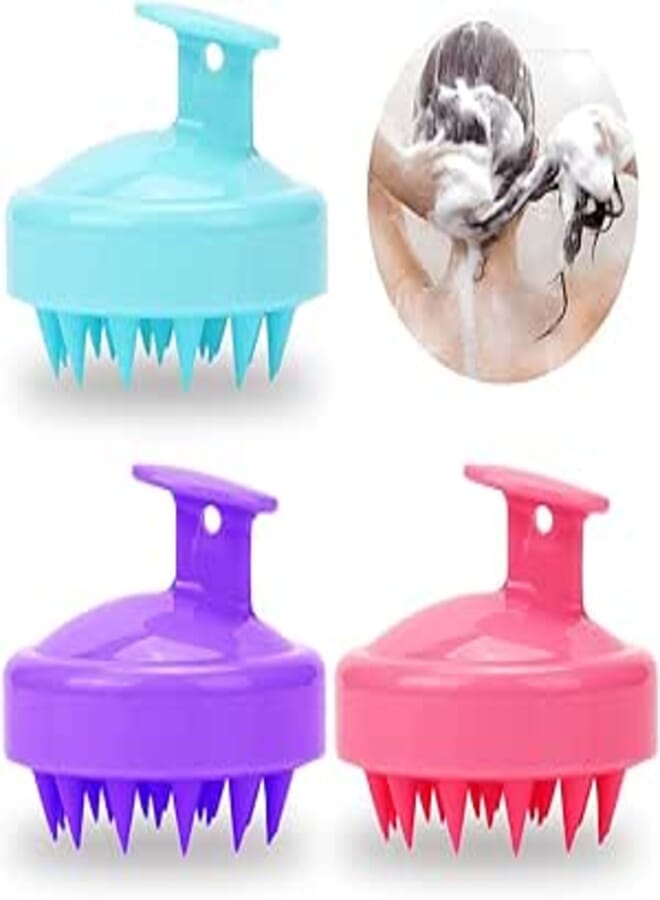 SENHAI 3 Pcs Silicone Hair Scalp Massager Shampoo Brush, Scalp Care Massage Bathing Pet Comb - Pink Green Purple