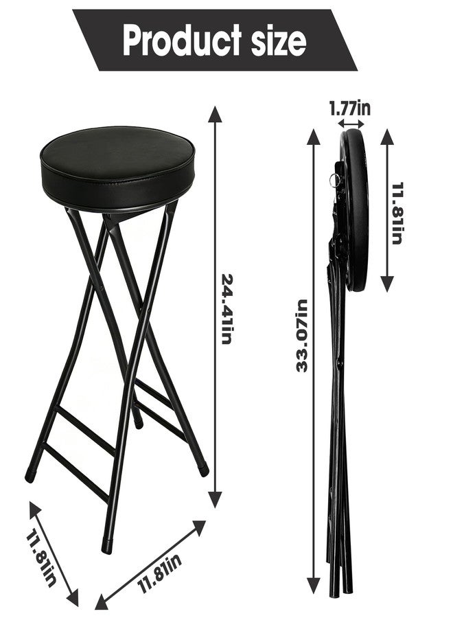 Gluck Plants Folding Stool,24 Inch Foldable Portable Collapsible Height Bar Stool Chair,Adult Tall Leather Padded Chair for Kitchen Living Room Garden Camping Fishing - Image 2