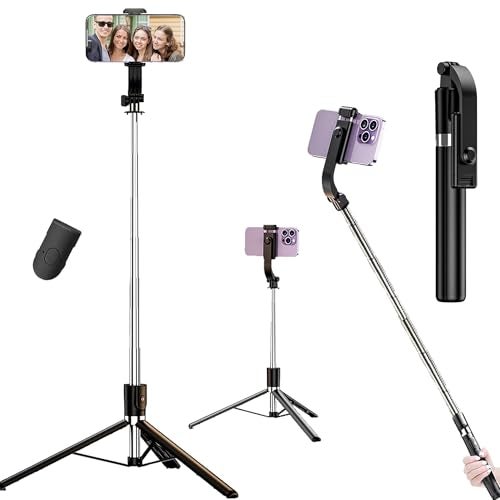 Kratos Upgraded 2026 67Inch/ 170cm Long Selfie Stick Tripod with Wireless Remote, Long Tripod Stand with 360° Rotation, Compatible with Mobile/GoPro for Travel,Suitable for iPhone and All Smartphones - Image 1