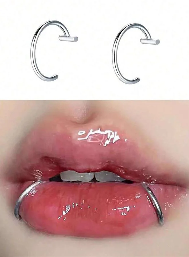 Take Two Pack of 2 - Silver C-Shaped Lips Ring