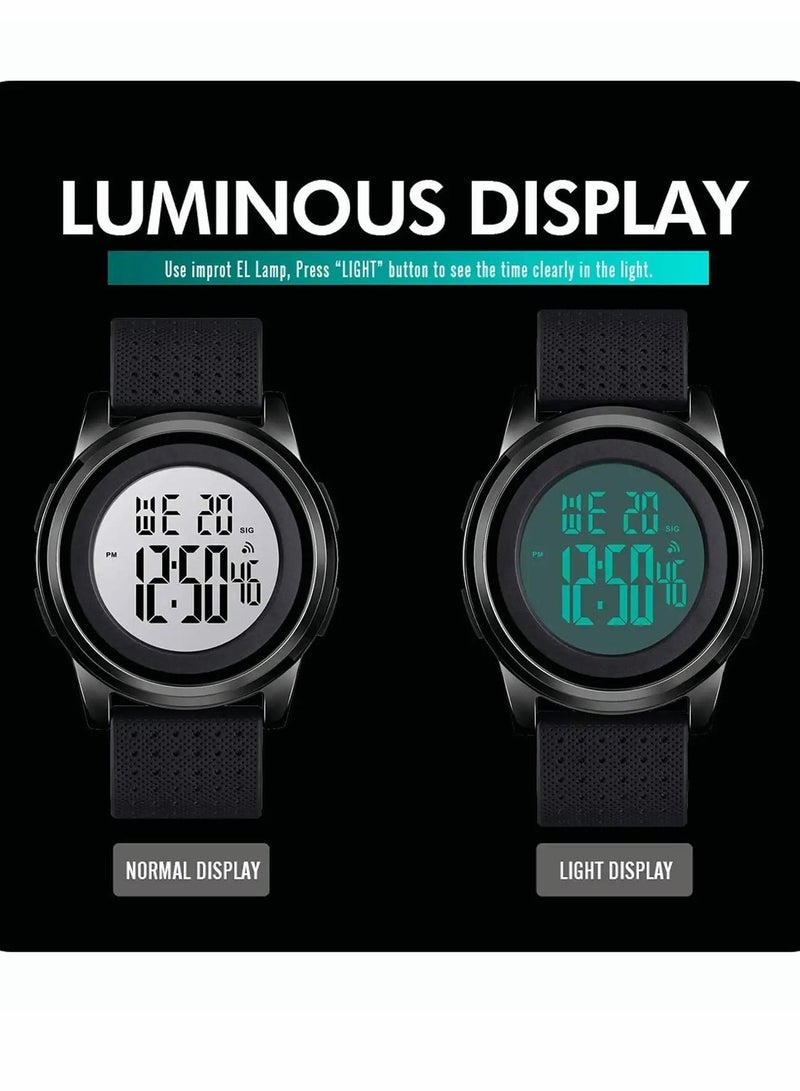 Y&D Mens Digital Sports Military Watch, Ultra-Light Thin Large Face Simple Easy Read Watches for Men Waterproof Casual Luminous with Stopwatch Alarm LED Backlight  - Image 4