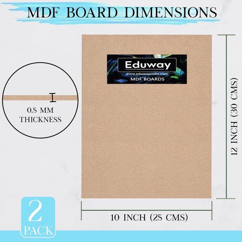 Eduway Eduway 10x12 Inch MDF Art Boards Pack of 2 Brown Acrylic Paint Engineered Wood - Image 2