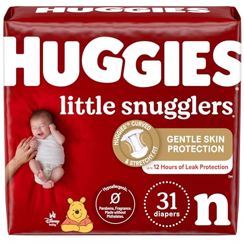 HUGGIES حفاضات هاجيز للأطفال حديثي الولادة ليتل سنجلرز حجم حديثي الولادة حتى 10 أرطال 31 قطعة